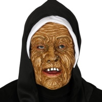 Máscara de freira velha com capuz