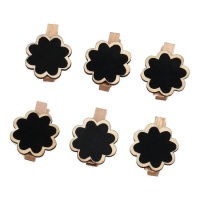 Prendedores de roupa florais em madeira 3,5 cm - 6 unidades