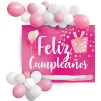 Kit de balões de Feliz Aniversário e Cartaz de Feliz Aniversário