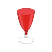 Copo vermelho com pé transparente de 170 ml - 3 unidades