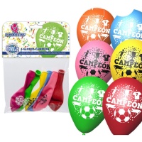 Balões de látex biodegradáveis cores sortidas Campeão 23 cm - Eurofiestas - 6 unidades