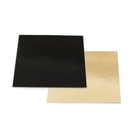 Base quadrada dourada e preta para bolos de 36 x 36 x 0,3 cm - Decora