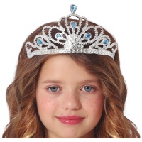 Coroa de princesa com pedras azuis para criança