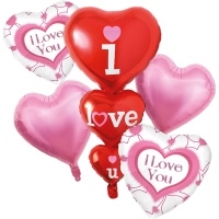 Buquê de balões de São Valentim I Love You - 5 unidades