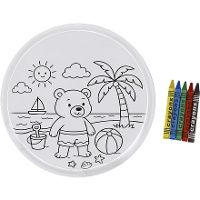 Frisbee de tecido de 20 cm para colorir com gizes de cera