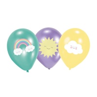Balões de látex de Núvem Arco-íris de 27,5 cm - Amscan - 6 unidades