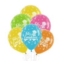 Feliz aniversário Hawaiian Latex Balloons 30 cm - Sempertex - 12 pcs.