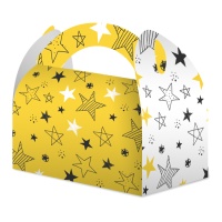 Caixa de cartão com estrelas amarelas