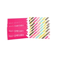 Autocolantes com mensagem de Feliz Aniversário - 12 unid.