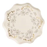 Pratos Vintage com Flores de 20 cm - 6 unidades