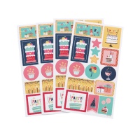 Autocolantes para festa de aniversário - 4 folhas