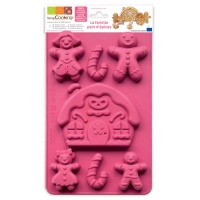 Molde de família de gengibre de Natal em silicone de 29 x 17,5 cm - Scrapcooking - 7 cavidades