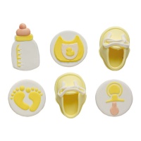 Figuras de açúcar de bebê amarelo - Decora - 6 unidades
