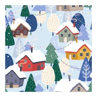 Caixa para doces ou cupcakes com paisagem natalina de 17,5 x 17,5 x 8,5 cm