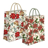 Saco de presente de 23 x 18 x 10 cm de flor de Natal - 1 unidade