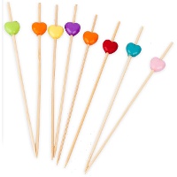 Espetos de 12 cm com corações coloridos - 20 unidades