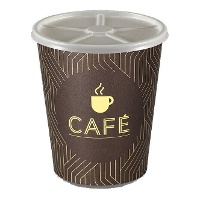 Copos de 250 ml de papelão para café com tampa - 8 unidades