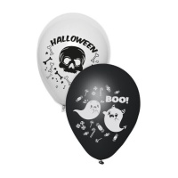 Balões de látex de 23 cm com fantasmas e caveiras do Dia das Bruxas - 6 unid.