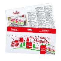 Estêncil de paisagem de Natal 10 x 28 cm - Decorar
