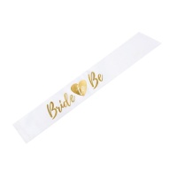 Faixa de Bride to Be branca com coração de 10 x 75 cm - 1 unidade