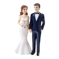 Figura para bolo de uma noiva e um noivo segurando-se um ao outro 21cm