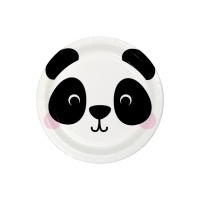 Pratos de Urso Panda de 22 cm - 8 unidades