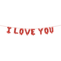 Letras de balão vermelho I Love You 260x40 cm - Partydeco
