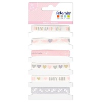 Fita de algodão estampada de 1 cm Bebé menina - Artemio - 6 unid.