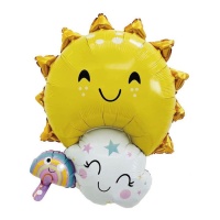 Balão nuvem, sol e arco-íris 76 cm