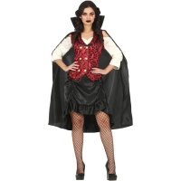 Fato de vampiro clássico com capa para mulher