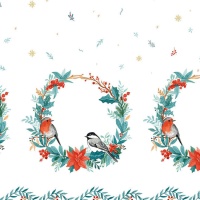 Pano de lona de algodão Pássaros de Natal Colocados para toalha de mesa - Katia