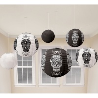 Lanternas decorativas com esqueleto - 6 pcs.