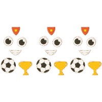 Decoração de açúcar 2D para cupcakes de Futebol - 24 unidades