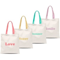Saco tote Love, Happy, Summer ou Smile - 1 unidade.