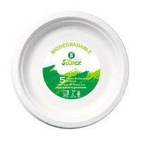 Pratos redondos biodegradáveis de cana de açúcar de 25 cm - Silvex - 5 unidades