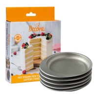 Formas redondas de aço para bolos de camadas 18 x 18 x 3,5 cm - Decorar - 5 peças