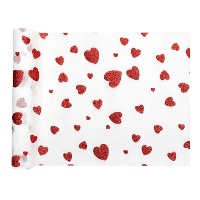 Caminho de mesa de 28 cm de corações vermelhos - 3 m