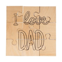 Puzzle de madeira I Love Dad 14 x 14 cm - Artemio