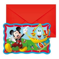 Convites Mickey Mouse Azul - 6 unidades