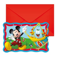 Convites azuis do rato Mickey - 6 unidades