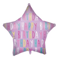 Balão Estrela de Feliz Aniversário Multicolor 46 cm - Procos