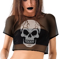 Camiseta de caveira de malha