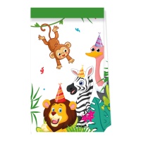 Sacos de papel para animais de festa da selva - 4 pcs.