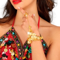 Pulseira de cigana com moedas douradas