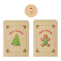 Envelope para prenda de Natal 16 x 13 cm com autocolantes - 10 unid.
