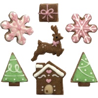 Figuras de açúcar sortidas com motivos de uma aldeia de Natal - Dekora - 42 unidades