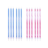Velas longas com efeito marmoreado 18 cm - PME - 6 unid.