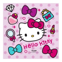 Guardanapos Hello Kitty com bolinhas 16,5 x 16,5 cm - 20 unid.