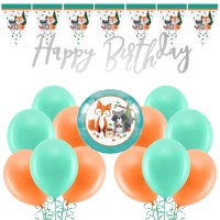 Pacote de decoração de festa Animais da floresta - 22 pcs.