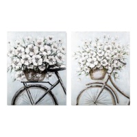Bicicleta de lona com flores 40 x 50 cm - DCasa - 1 unidade